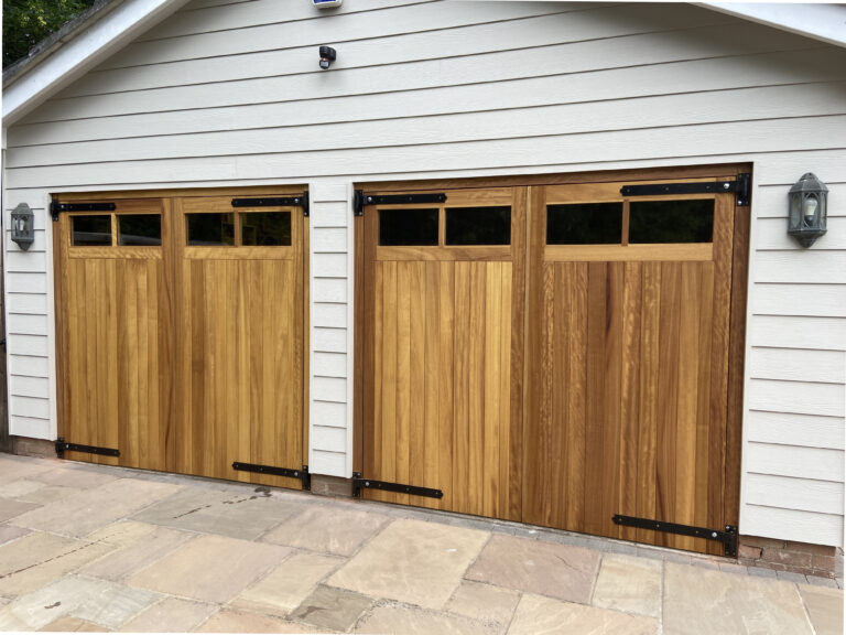 Double Garage Timber Doors with Glazed Section