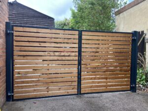 Slatted Timber Gates with Steel Frame