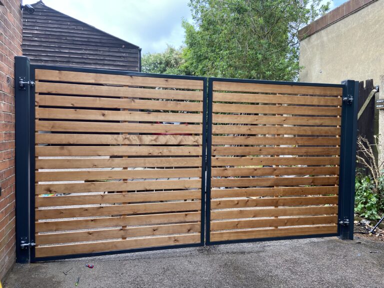 Slatted Timber Gates with Steel Frame